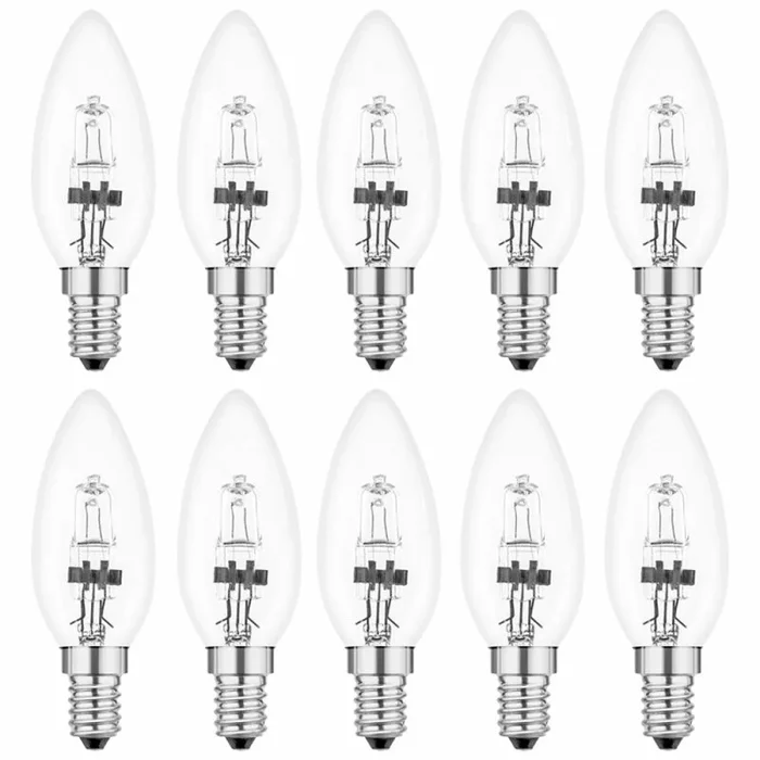 10 x Kerze Eco Halogen Glühbirne 28W = 40W / 35W E14 Glühlampe warmweiß dimmbar