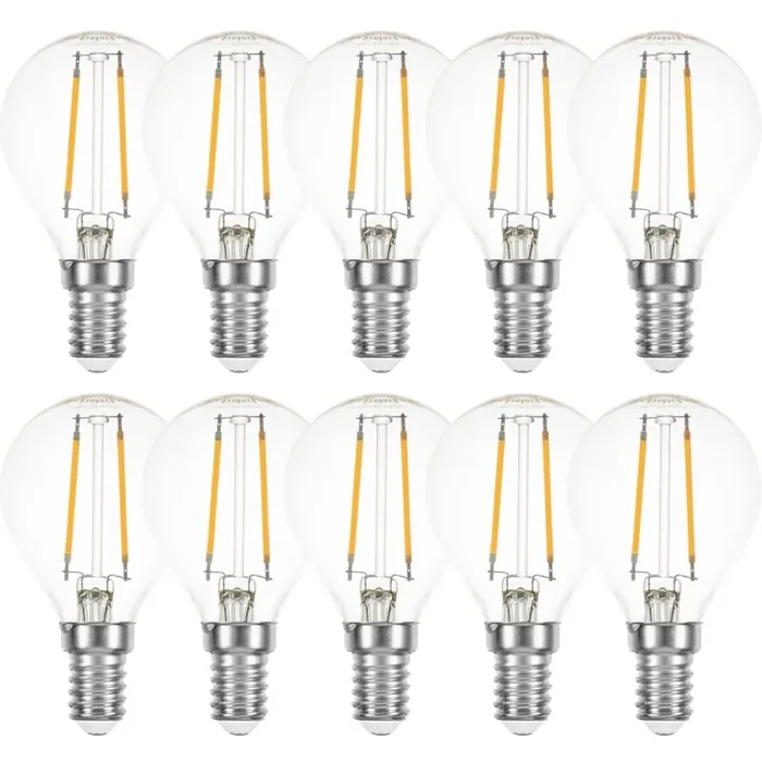 10 x LED Filament Leuchtmittel Tropfen 2W = 25W E14 Klar Glühfaden 360° extra warmweiß 2200K