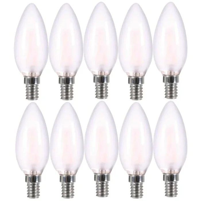 10 x LightMe LED Filament Leuchtmittel Kerze 4W = 40W E14 matt 470lm warmweiß 2700K DIMMBAR