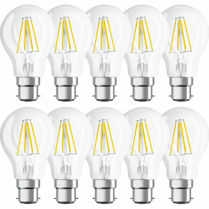 10 x Osram LED Filament Leuchtmittel Parathom Birnenform 7W = 60W B22d klar 806lm warmweiß 2700K DIMMBAR