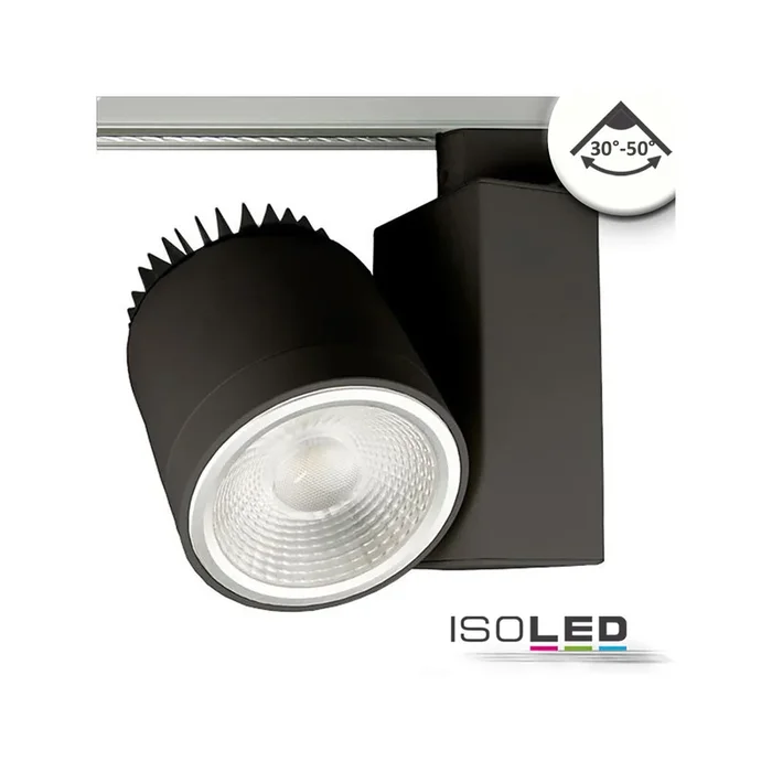 3-Phasen Schienen-Strahler fokussierbar, 36W, 30°-50°, schwarz matt, 4000K, CRI92, DALI dimmbar