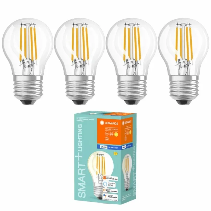 4 x Ledvance LED Smart+ Filament Tropfen 4W = 40W E27 klar 470lm warmweiß 2700K Dimmbar App Google Alexa Bluetooth