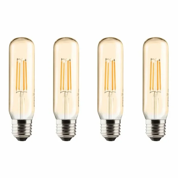 4 x Müller-Licht LED Filament Leuchtmittel Retro Röhre T32 Vintage 4,5W = 32W E27 Gold 350lm extra warmweiß 2000K HD-LED Ra>90