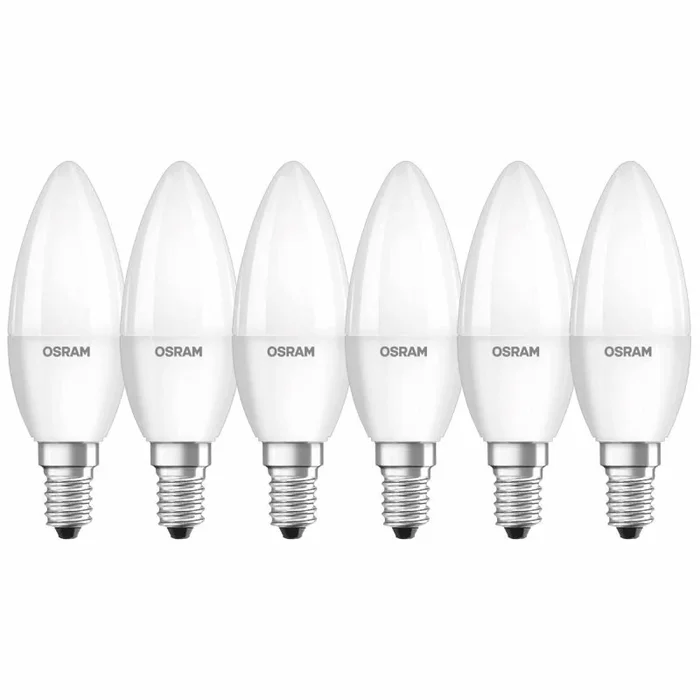 6 x Osram LED Leuchtmittel Star Classic Kerze 3,3W = 25W E14 matt 250lm warmweiß 2700K 180°