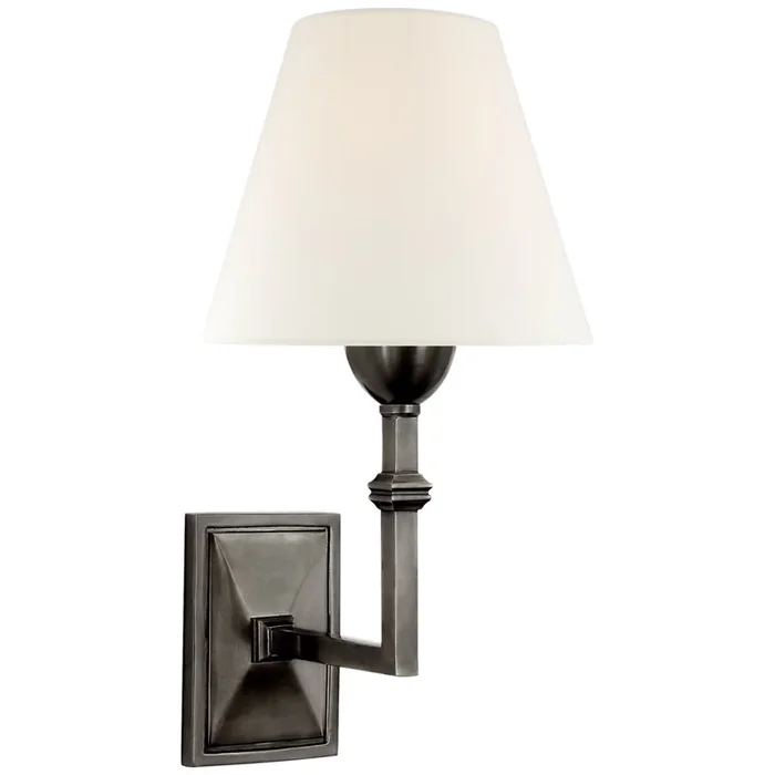 Alexa Hampton Jane Wall Sconce in Gun Metal with Linen Shade Wall Light W7″ x H13.5″AH 2305GM-L