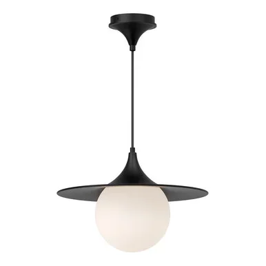 Alora Fuji One Light Pendant in Matte Black/Opal Matte Glass – PD525216MBOP
