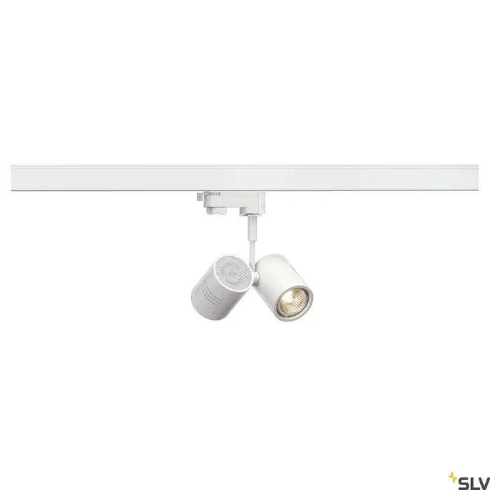 BIMA, Spot für Hochvolt-Stromschiene 3Phasen, zweiflammig, QPAR51, rund, weiß matt, max. 100 W, inkl. 3Phasen-Adapter