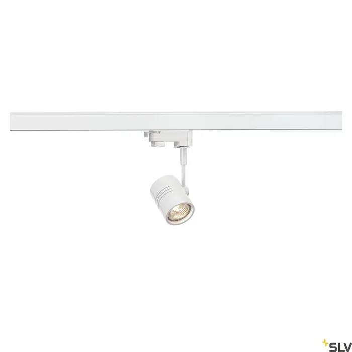 BIMA, Spot voor hoogspanningsstroom Rail 3-fasen, beïnvloed, QPAR51, Round, White Matt, Max. 50W, inclusief 3Phase-adapter