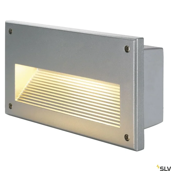 BRICK DOWNUNDER, Outdoor Wandeinbauleuchte, C35, IP44, silbergrau, max. 40 W