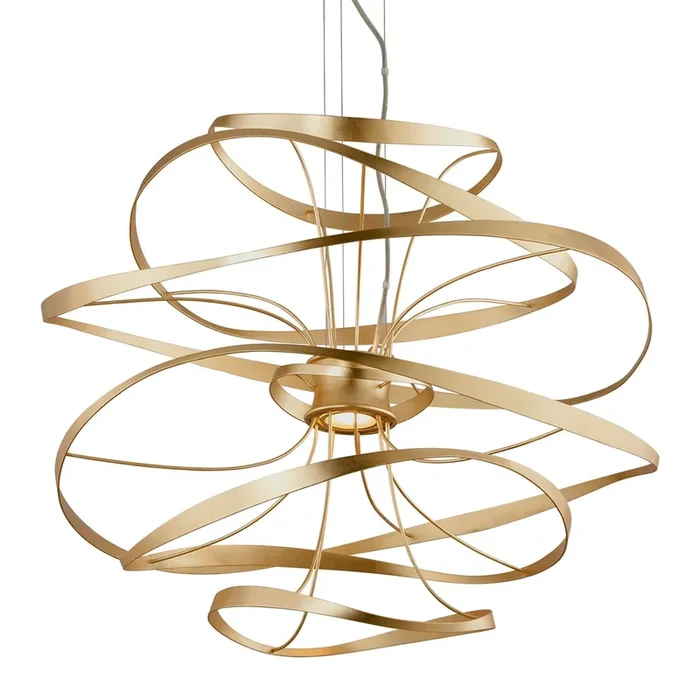 Calligraphy Medium Chandelier – Gold Leaf/Stainless Steel