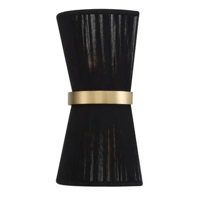 Capital Lighting Cecilia Two Light Wall Sconce in Black Rope and Patinaed Brass – 641221KP