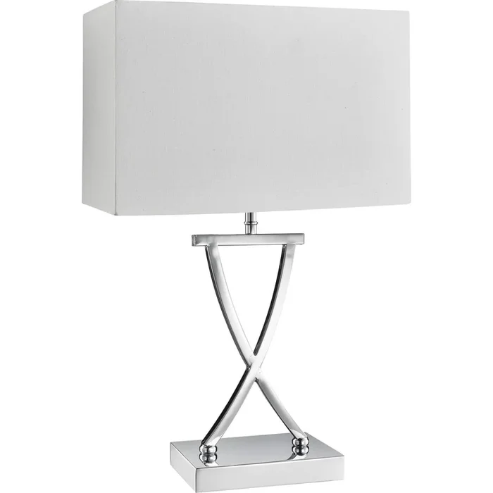 Club Tischleuchte X Base, Chrome, White Rectangle Shade