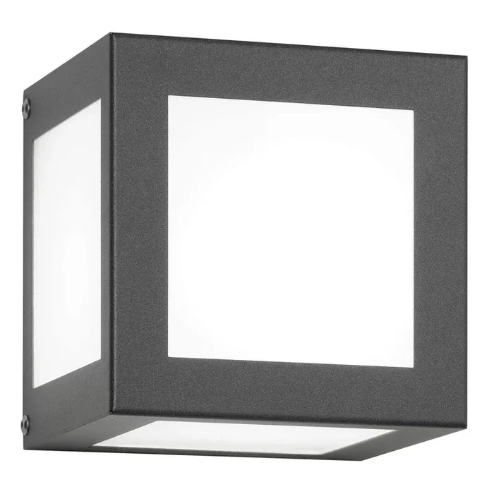 CMD 61 Wandleuchte aus Edelstahl anthrazit Opalglas IP44 16x16cm quadratisch