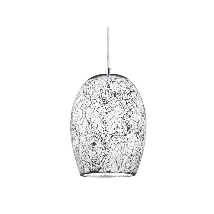 Crackle 1-flammige Pendelleuchte weiß mit Glasmosaik Schirm Ø18 cm