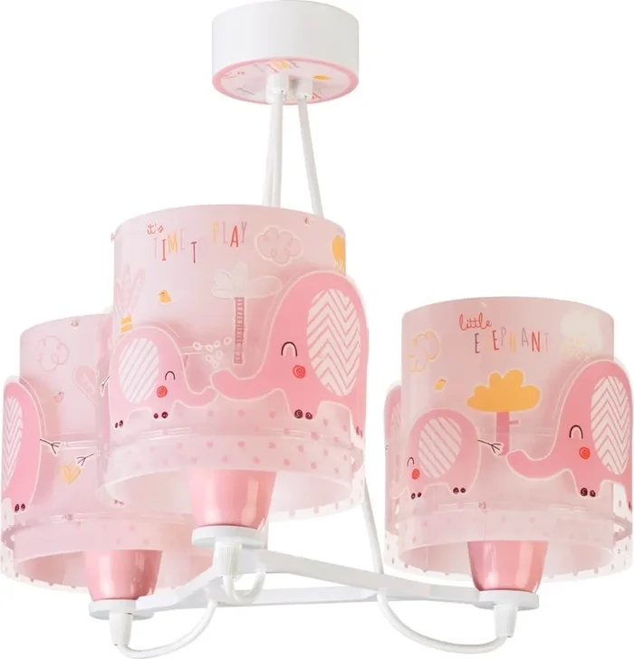 Dalber – Kinderzimmer-Hängelampe Little Elephant 3-hellrosa