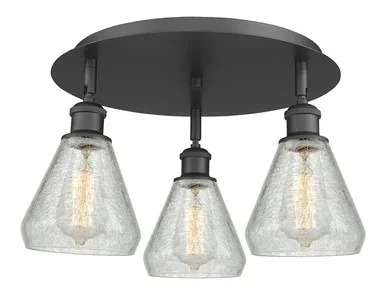 Downtown Urban Three Light Flush Mount (516-3C-BK-G275)