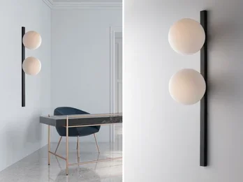 ECO-LIGHT Außergewöhnliche Wandlampe PLUTO mit Glaskugel Weiß, Retro Stil, Höhe 60cm