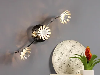 ECO-LIGHT LED Deckenstrahler BLOOM 3-flammig, Metall in Blattsilber, Breite 50cm