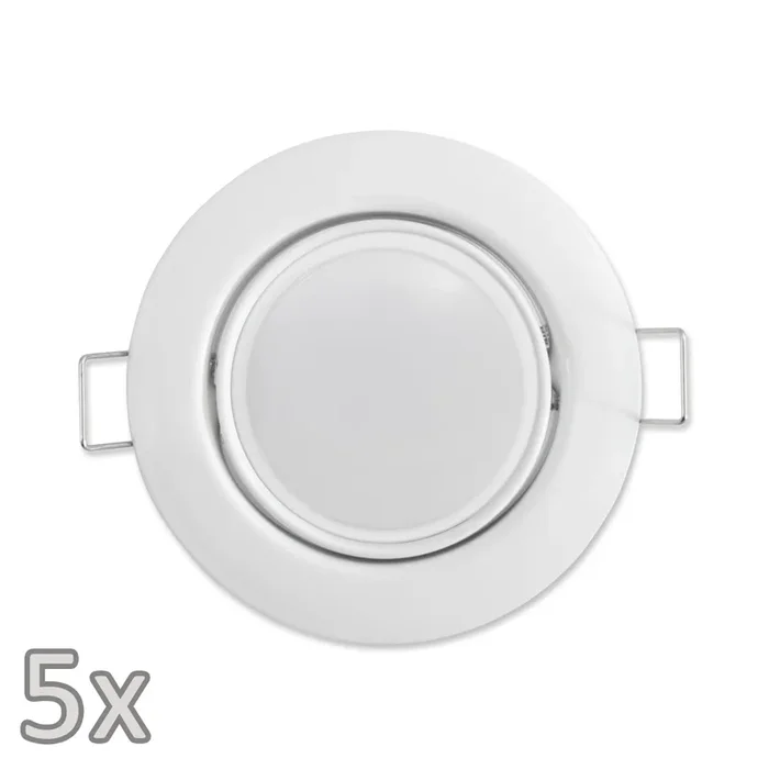 Einbauleuchten Set McShine weiß rund Ø8,7 cm schwenkbar mit Sprengring inkl. LED-Modul, 3W, 265 Lumen, 90° 5 Stück