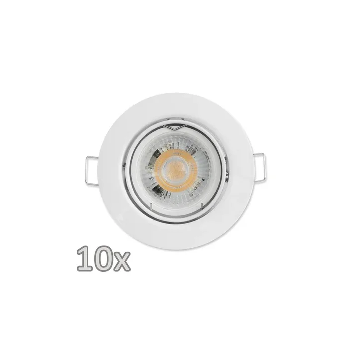 Einbauleuchten Set McShine weiß rund Ø8,7 cm schwenkbar mit Sprengring inkl. LED-Modul, 5W, 400 Lumen, 90° 10 Stück