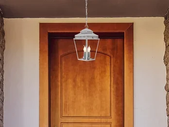 Elstead Lighting Außenhängeleuchte MANSION HOUSE im Landhausstil, Silber Ø22cm
