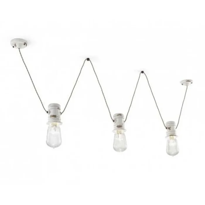 Ferroluce Pendelleuchte Hängelampe Urban Weiß Ø10,5cm max. 3 x 53W E27 handgefertigt Keramik