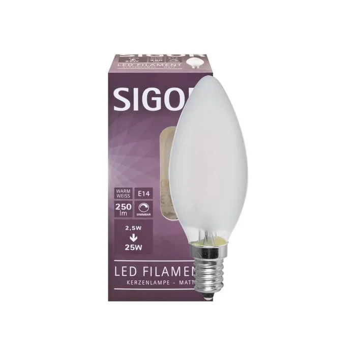 Filament-LED-Lampe E14 Kerzen-Form,3,5W matt 250lm