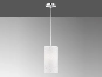 Fischer & Honsel Pendelleuchte THOR 1-flammig mit Dekor Stoffschirm Zylinder Weiß, Ø 16cm