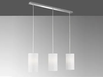 Fischer & Honsel Pendelleuchte THOR 3 flammig mit Dekor Stoffschirmen Zylinder Weiß, Breite 110cm