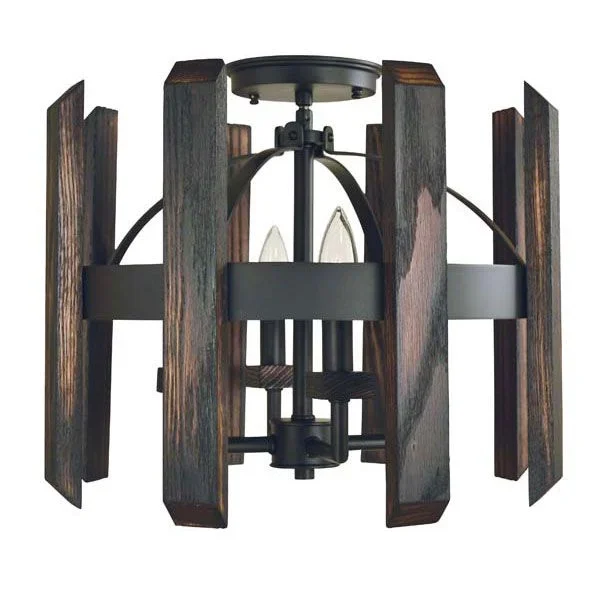 Framburg 5372 MBLACK Modern Farmhouse 4-Light Semi-Flush Mount in Matte Black