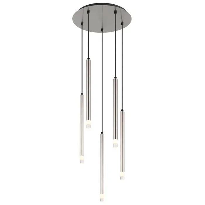 Globo – Design-Pendelleuchte Ryan 5-helles Nickel