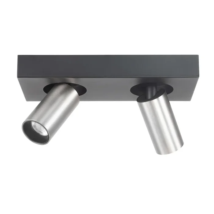 Highlight – Spott Eliano 2-flammig schwarz mit nickel matt