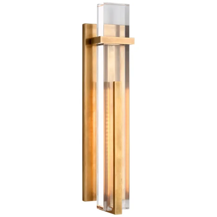 Ian K. Fowler Malik Large Sconce in Hand-Rubbed Antique Brass with Crystal Wall Light W4.5″ x H19.25″S 2910HAB-CG