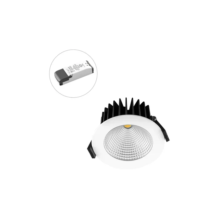 IP44 LED Deckeneinbauleuchte rund Ø10,3cm 220-240V 15W dimmbar Glasabdeckung klar weiß matt 4000K
