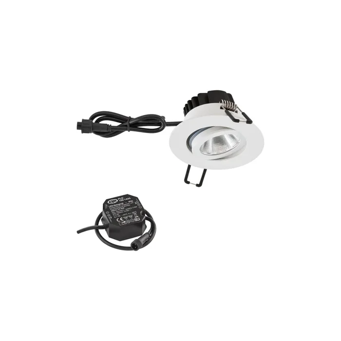 IP65 LED Outdoor Deckeneinbauleuchte rund 8,3cm dimmbar CRI>90 6W 230V schwenkbar weiß matt 3000K
