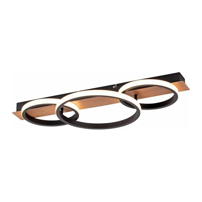 Just Light – Deckenleuchte Trooper schwarz mit Holz 68cm