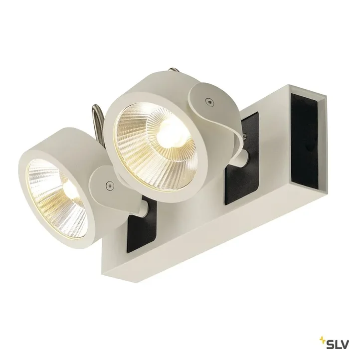 Kalu, wand- en plafondlamp, dubbele vlam, LED, 3000K, wit/zwart, 60 °