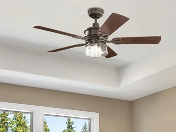 KICHLER Deckenventilator LYNDON mit Licht & Fernbedienung, Feuchtraumgeeignet, Ø 132cm