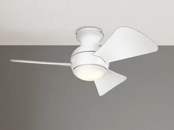 KICHLER Kleiner Deckenventilator SOLA Weiß, mit Licht – Feuchtraumgeeignet, Ø 86cm