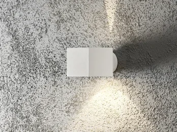 Konstsmide LED Außenwandleuchte eckiger Wandspot Up-Down, Höhe 9cm, Weiß