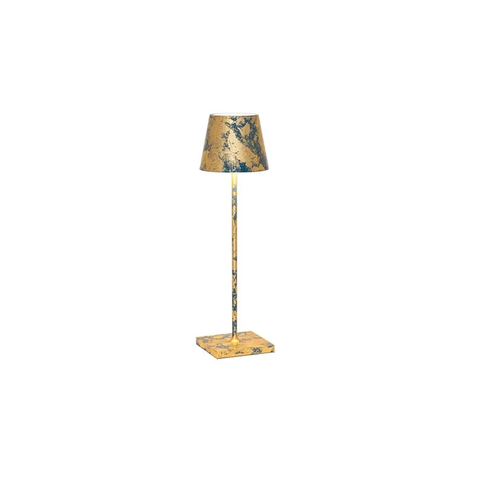 LED Akku-Tischleuchte POLDINA TAVOLO PRO, 2,2W, 2200/2700/3000K, 234/251/256lm, IP20, blau / blattgold