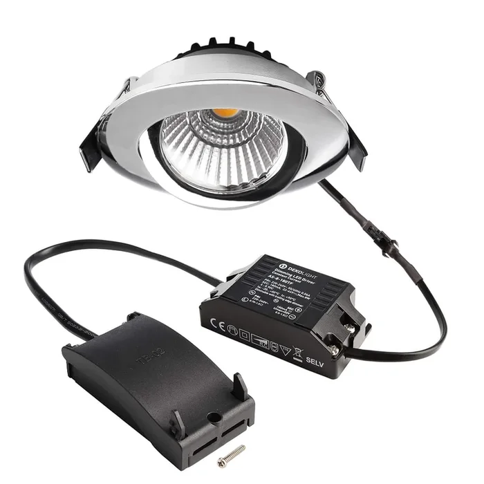 LED Deckeneinbauleuchte DIONE IP20, 8,5W, 3000K, 800lm, IP20, dimmbar, chrom