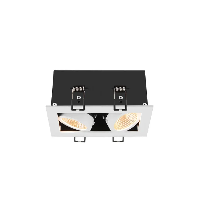 LED Deckeneinbauleuchte KADUX DOUBLE, 38�, 3000K, 1550lm, IP20, quadratisch, dimmbar, wei�/schwarz