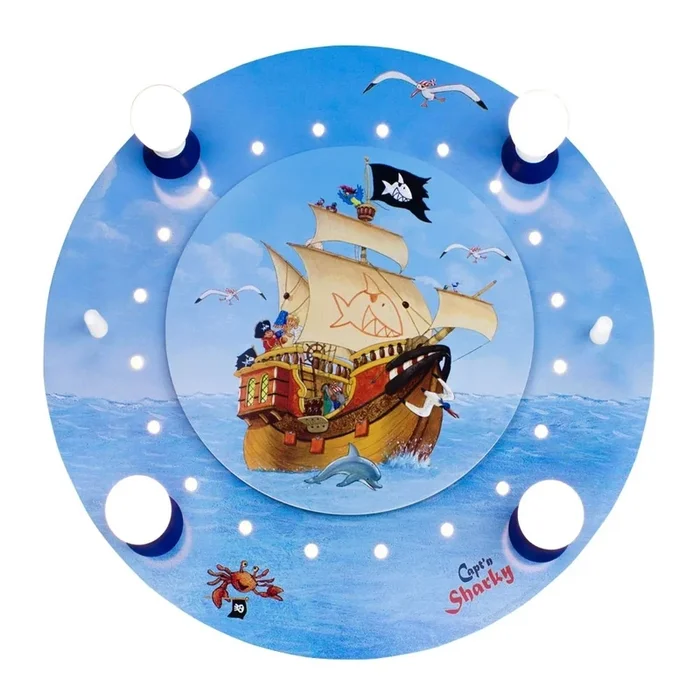 LED Deckenleuchte CAPT’N SHARKY AUF HOHER SEE, 4x E14, 20 LEDs, hellblau