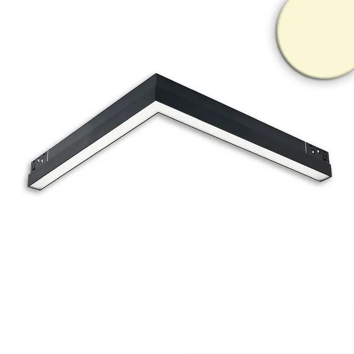 LED Eckleuchte 90� horizontal f�r NV-Schienensystem TRACK48, 48V DC, CRI90, prismatisch, DALI dimmbar, 20W 3000K, schwarz