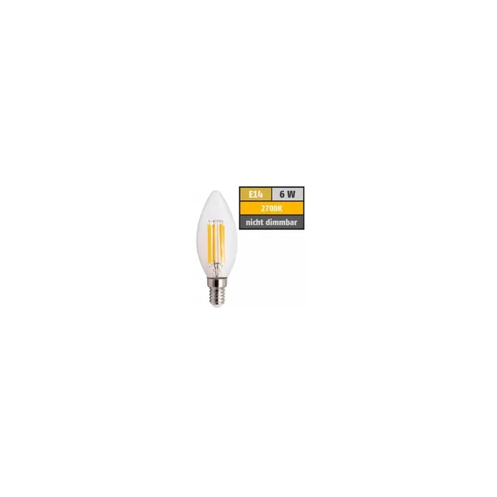 LED Filament Kerzenlampe McShine “Filed“, E14, 6W, 806 lm, warmweiß, klar