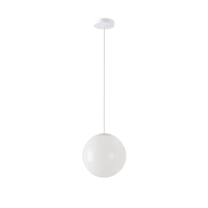 LED Kugelpendelleuchte, �40cm, 355�, 52W, IK06, IP40, DALI dimmbar, PMMA gl�nzend wei�, 4000K, 7400lm, Baldachin wei�