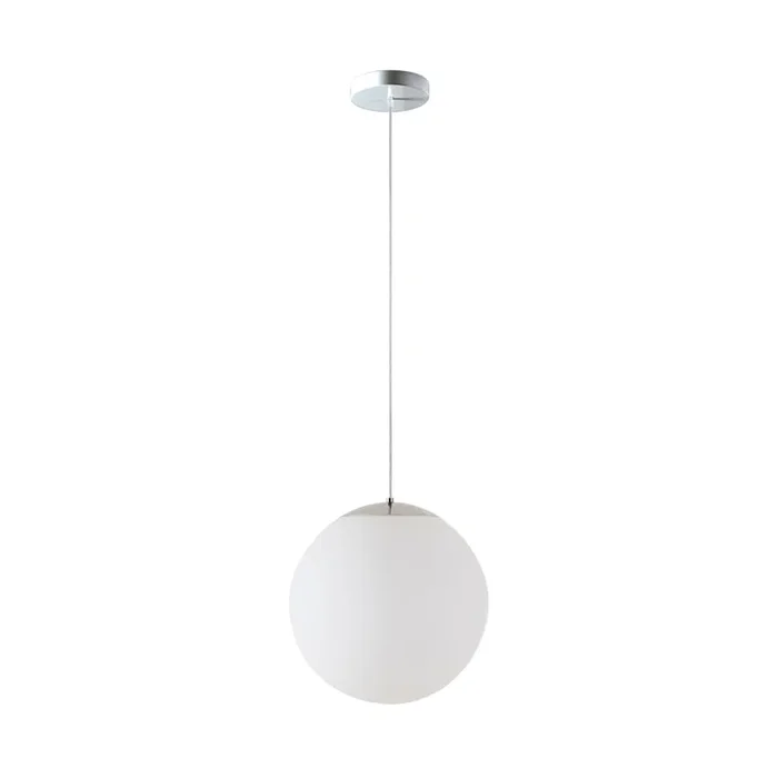 LED Kugelpendelleuchte, �50cm, 355�, 58W, IK01, IP40, schaltbar, Glas wei�, 4000K, 8200lm, Baldachin chrom