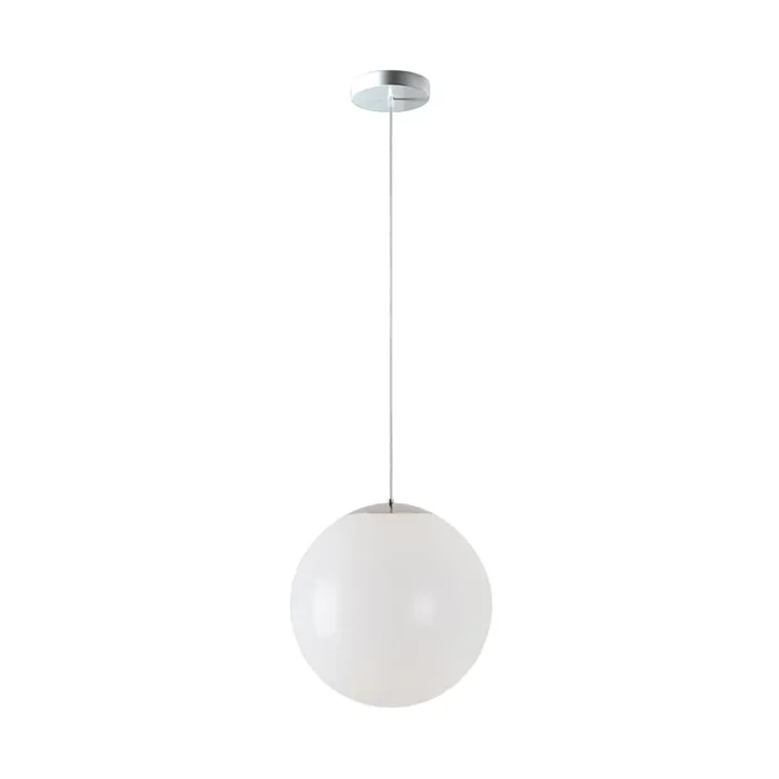 LED Kugelpendelleuchte, �50cm, 355�, 58W, IK06, IP40, schaltbar, PMMA gl�nzend wei�, 3000K, 7800lm, Baldachin chrom