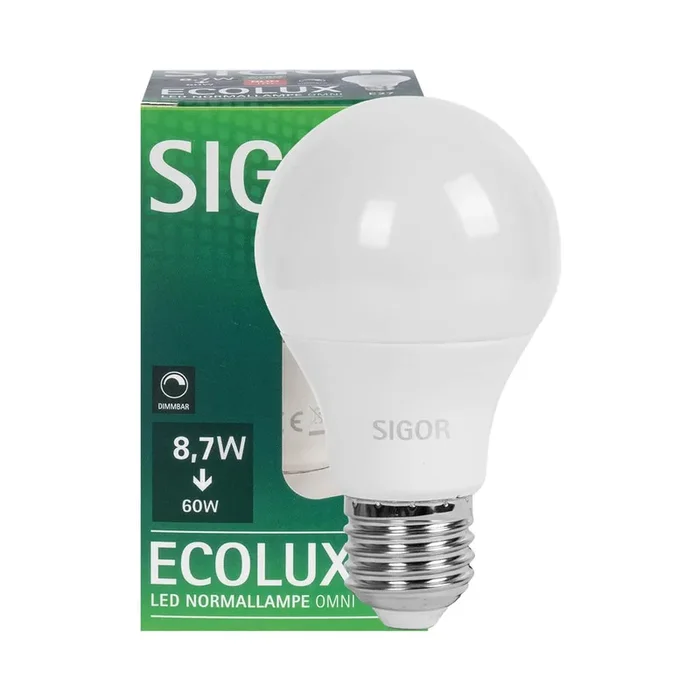 LED-Lampe ECOLUX AGL-Form 8,8W 806lm E27 2700K